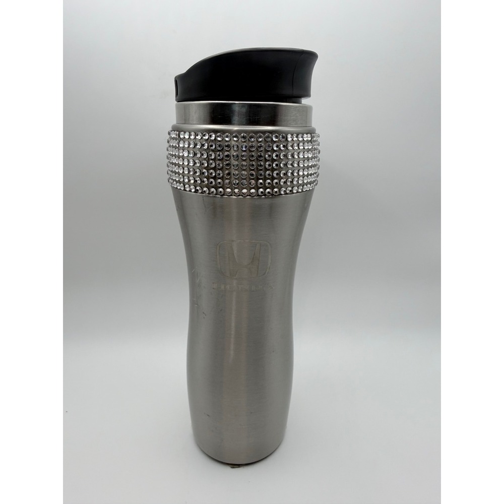 Honda Stainless Steel Travel Tumbler Rhinestone Bling Etched Logo Silver Mug
